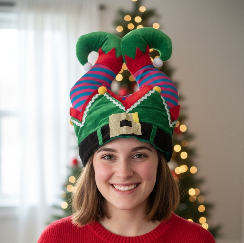JOYIN Elf Legs Funny Novelty Hat Holiday Red and Green